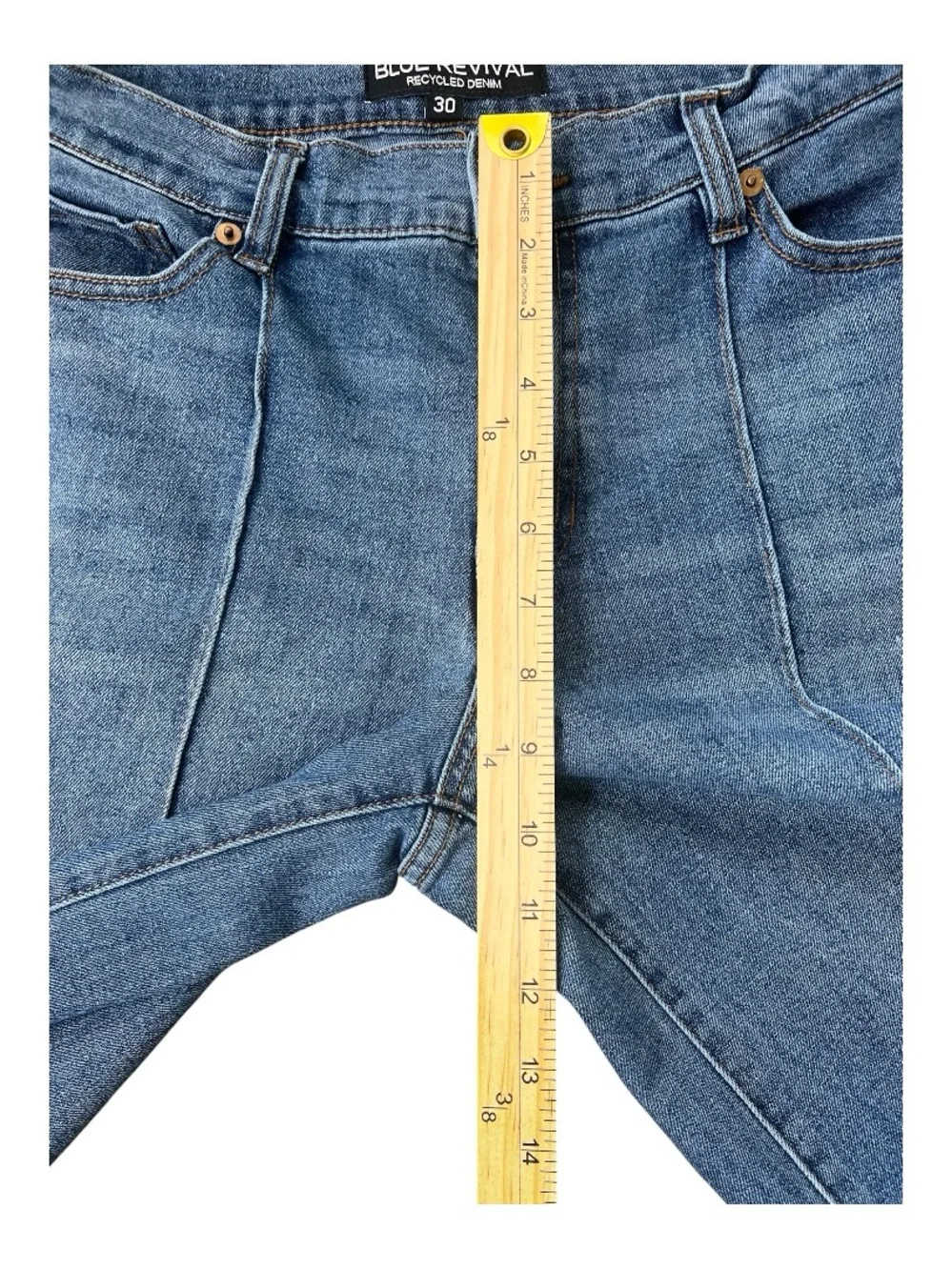 Blue Revival Wide Leg Cropped Jeans Cuffed Hem Size 30